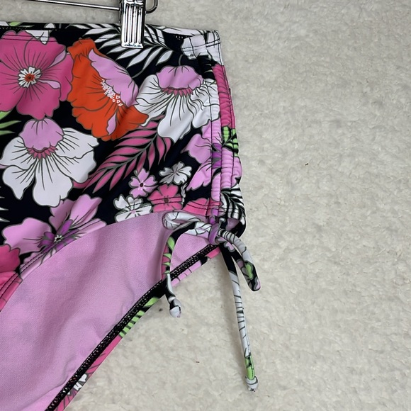 NWT SALT + COVE Womens Bikini Pink & Black Floral Swim Bottoms Extra Large XL - Picture 3 of 5